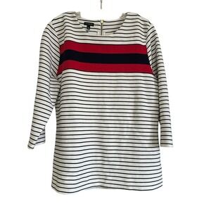 Talbots Striped Nautical Boatneck 3/4 Sleeve Zipper Back‎ Top XL Preppy